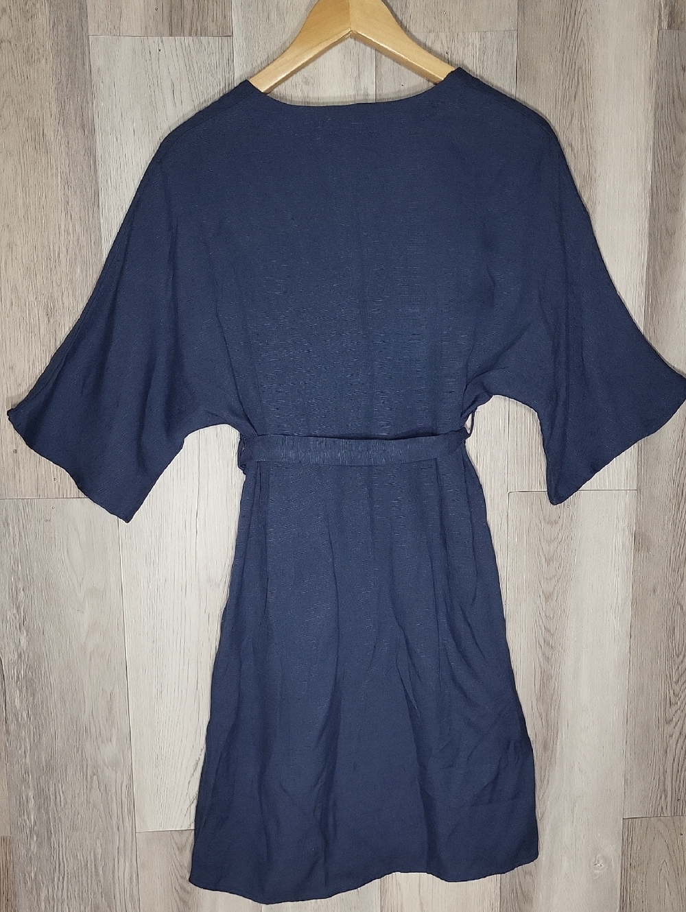 Everly Navy Blue Button Front‎ Belted Dolman Sleeve Dress Large Coastal Capsule - Picture 7 of 10